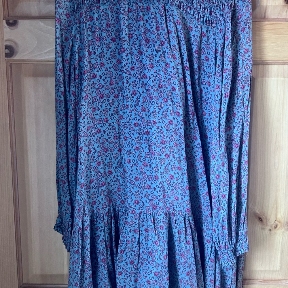 Double D Ranch Blue and Pink Long Sleeve Dress